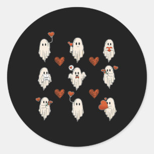 Valentine's Day Ghosts With Hearts Valentine  Classic Round Sticker