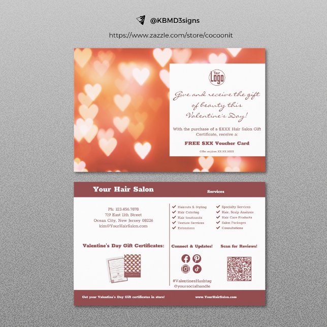 Valentine's Day Gift Certificate Promotional Flyer (Valentine's Day Gift Certificate Promotional Flyer, Hair Salon Promotion)
