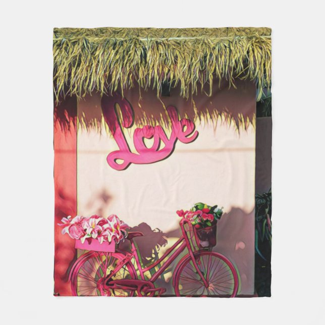 Valentine's day gift for bikers fleece blanket (Front)