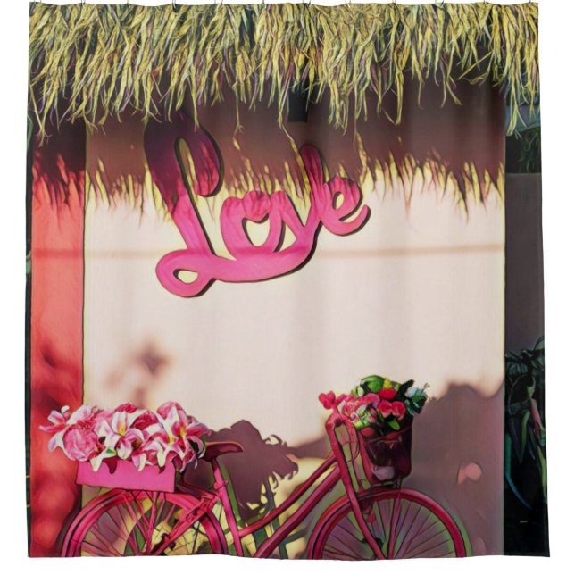 Valentine's day gift for bikers shower curtain (Front)