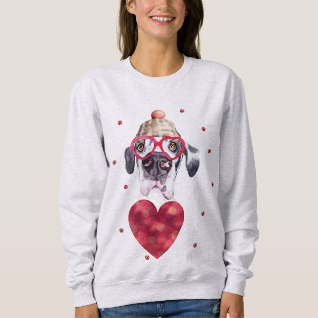 Valentine's Day Gift Great Dane Dog Sweatshirt (Front)