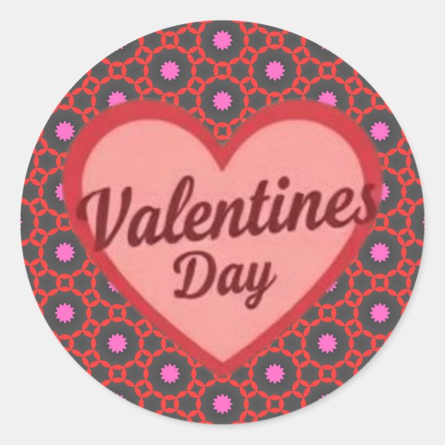 Valentine's day gift pink classic round sticker (Front)
