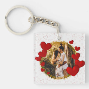 Valentine's Day Gift with Personalized Red Hearts Key Ring