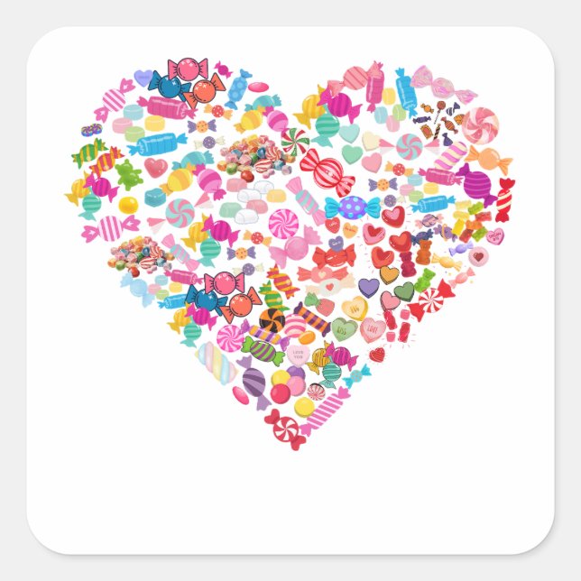 Valentines Day Gifts Candy Heart Shape Design Square Sticker (Front)