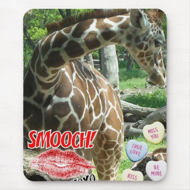 Valentine's Day Giraffe Mouse Pad (Front)