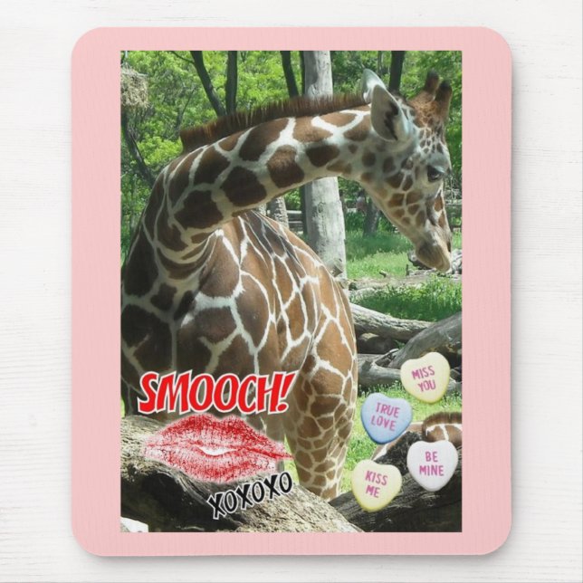 Valentine's Day Giraffe Mouse Pad (Front)