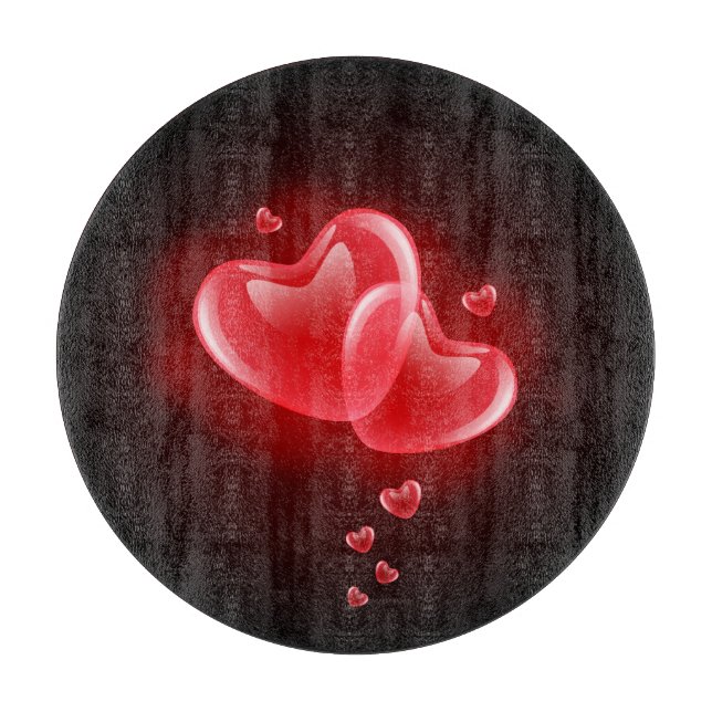 Valentine's day glowing hearts cutting board (Front)