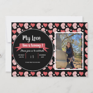 Valentines Day  Gnome Doodle Kids Party Photo  Inv Invitation