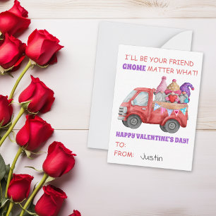 Valentine's Day Gnome Friends Classroom Child Kids Card