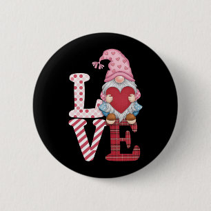 Valentines Day Gnome Love Couple Gifts for Her 6 Cm Round Badge