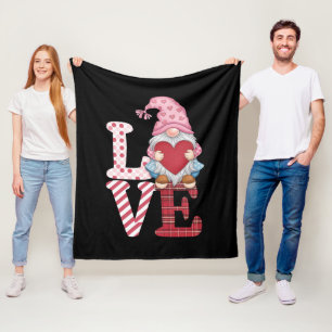 Valentines Day Gnome Love Couple Gifts for Her  Fleece Blanket