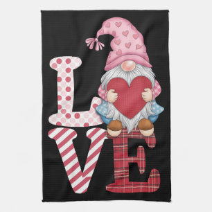 Valentines Day Gnome Love Couple Gifts for Her  Tea Towel