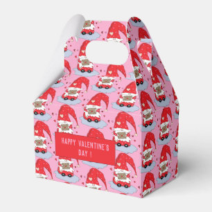 Valentine's Day Gnome Pattern Pink Favour Boxes