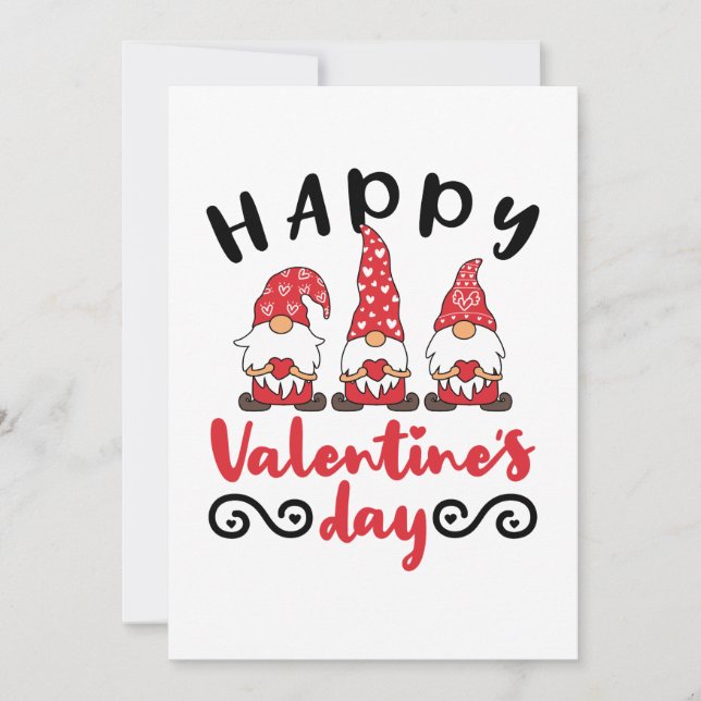 Valentine's Day Gnome Swedish Tomte Holiday Card (Front)