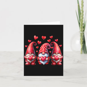 Valentines Day Gnomes Cute Red Hearts Love Gnome W Card
