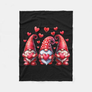 Valentines Day Gnomes Cute Red Hearts Love Gnome W Fleece Blanket