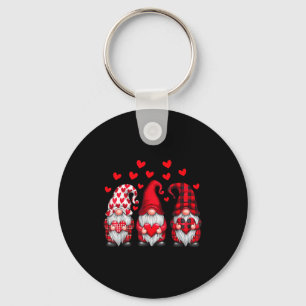 Valentines Day Gnomes Cute Red Hearts Love Gnome W Key Ring