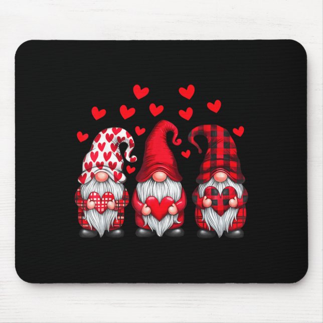 Valentines Day Gnomes Cute Red Hearts Love Gnome W Mouse Pad (Front)
