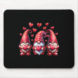 Valentines Day Gnomes Cute Red Hearts Love Gnome W Mouse Pad