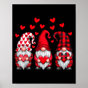 Valentines Day Gnomes Cute Red Hearts Love Gnome W Poster