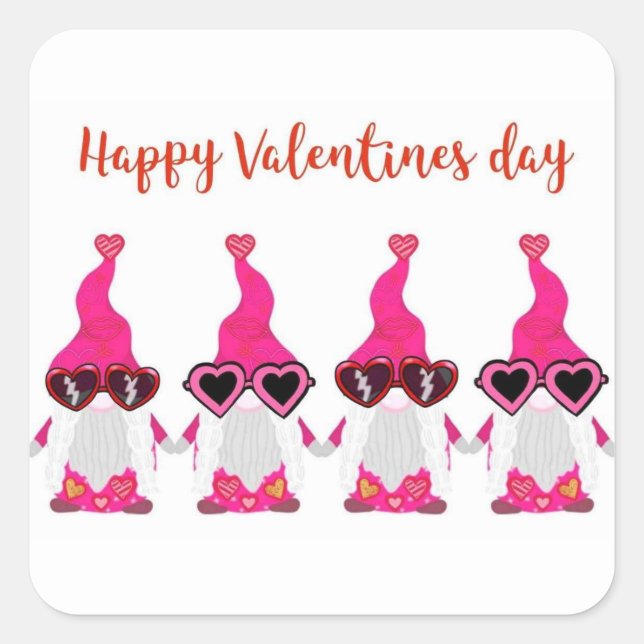 Valentine's Day gnomes Square Sticker (Front)