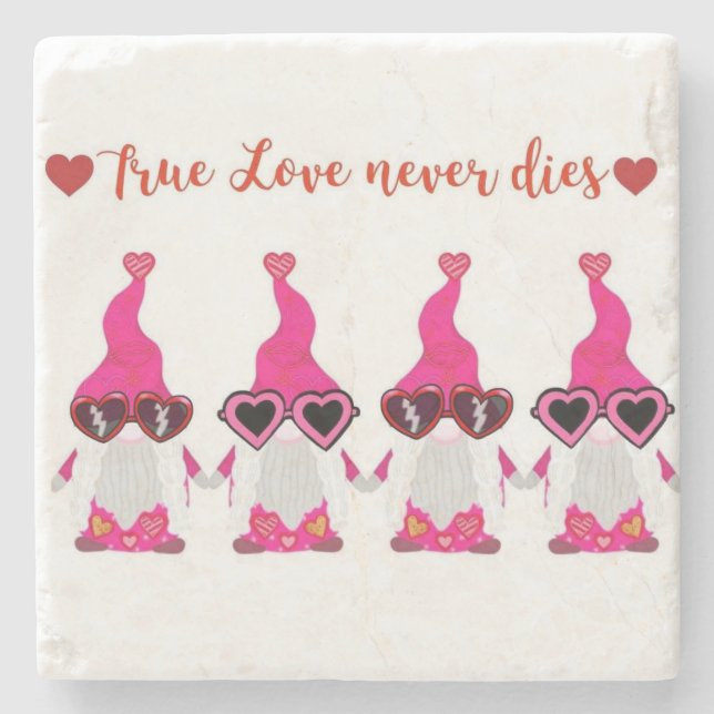 Valentine's Day gnomes Stone Coaster (Front)
