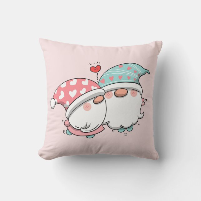 Valentine's Day Gnomes Throw Pillow (Front)