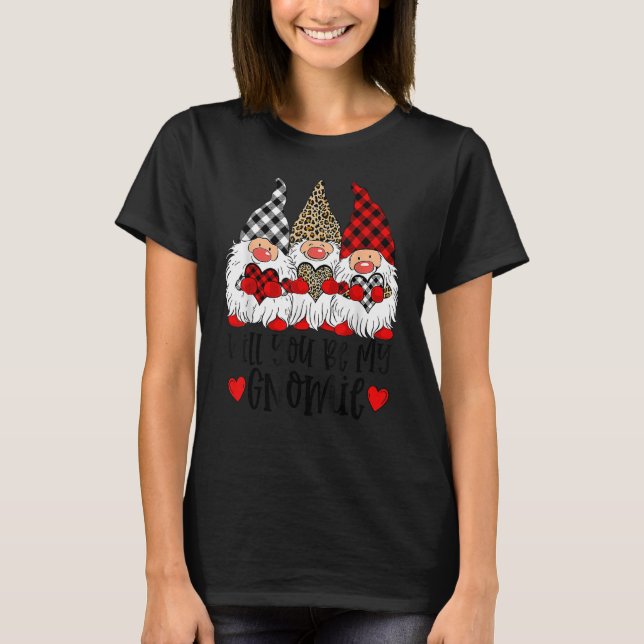 Valentines Day Gnomes Will You Be My Gnomie T-Shirt (Front)