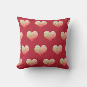 Valentine's Day Gold Heart Pattern Dark Red Ombre Cushion