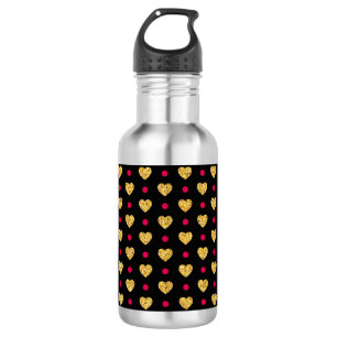 Valentine's Day Gold Hearts Pattern-23655 532 Ml Water Bottle