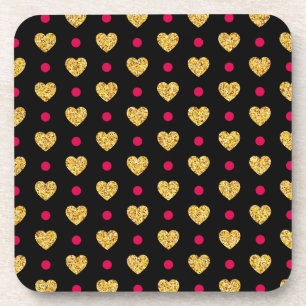 Valentine's Day Gold Hearts Pattern-23655 Coaster