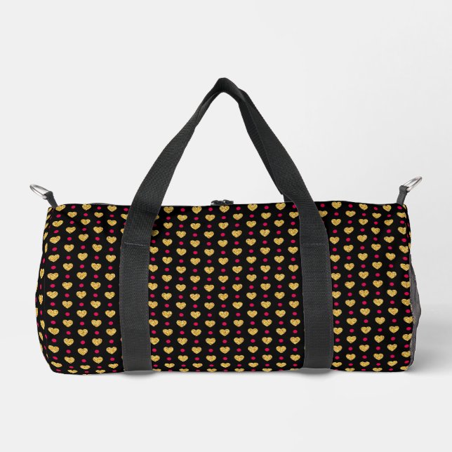 Valentine's Day Gold Hearts Pattern-23655 Duffle Bag (Front)