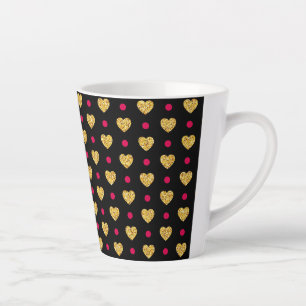 Valentine's Day Gold Hearts Pattern-23655 Latte Mug