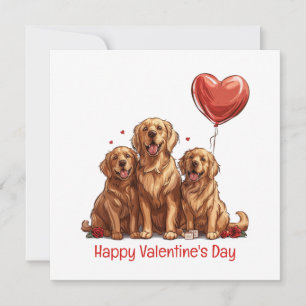 Valentines Day Golden Retriever Dog Holiday Card