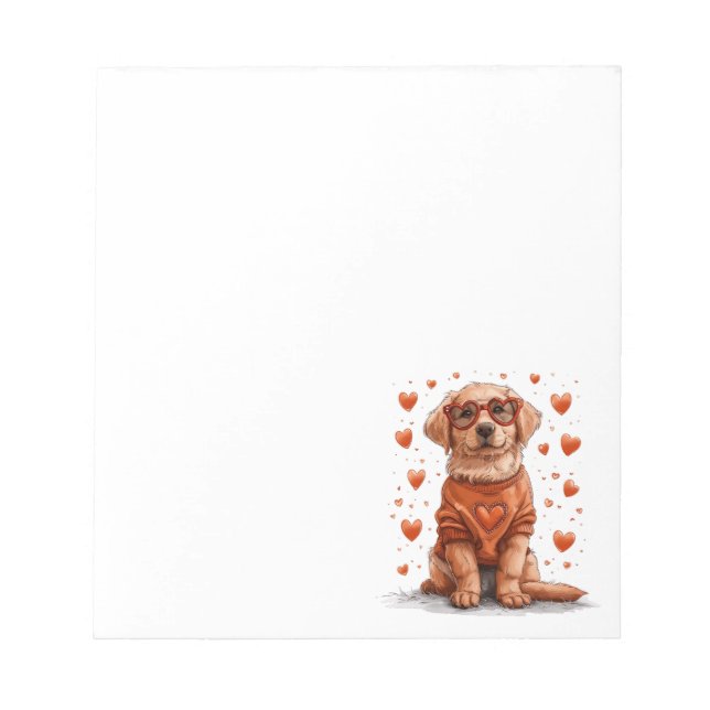 Valentines Day Golden Retriever Dog Notepad (Front)