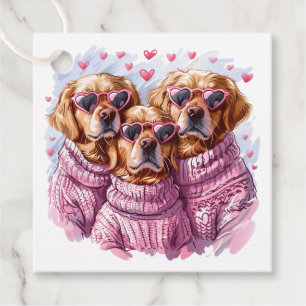 Valentines Day Golden Retriever Dogs Favour Tags