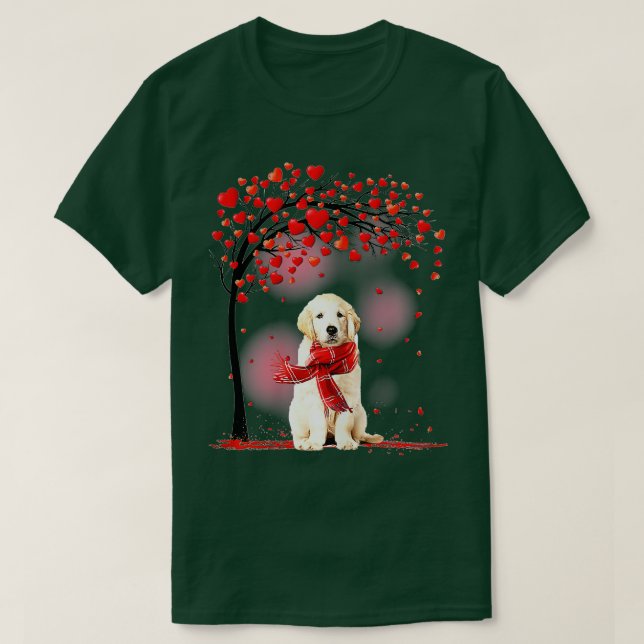Valentines Day Golden Retriever Tree Heart Puppy D T-Shirt (Design Front)
