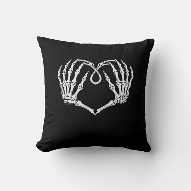 Valentines Day Gothic Heart With Skeleton Hands Va Cushion (Front)