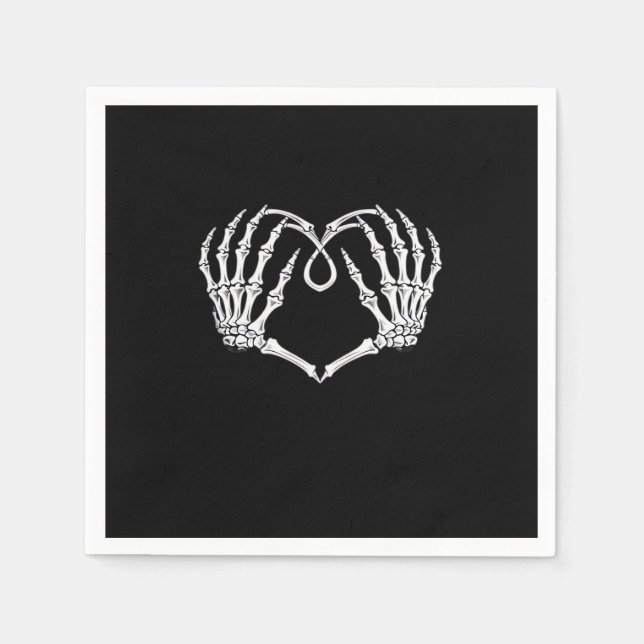 Valentines Day Gothic Heart With Skeleton Hands Va Napkin (Front)