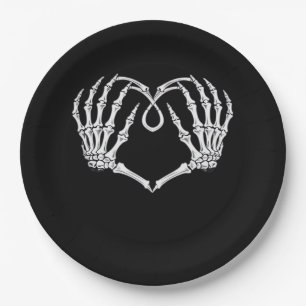 Valentines Day Gothic Heart With Skeleton Hands Va Paper Plate