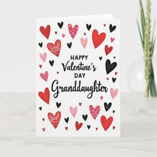 Valentines Day Granddaughter Hearts Card