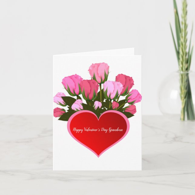  Valentine's Day Grandma Roses  Card (Front)