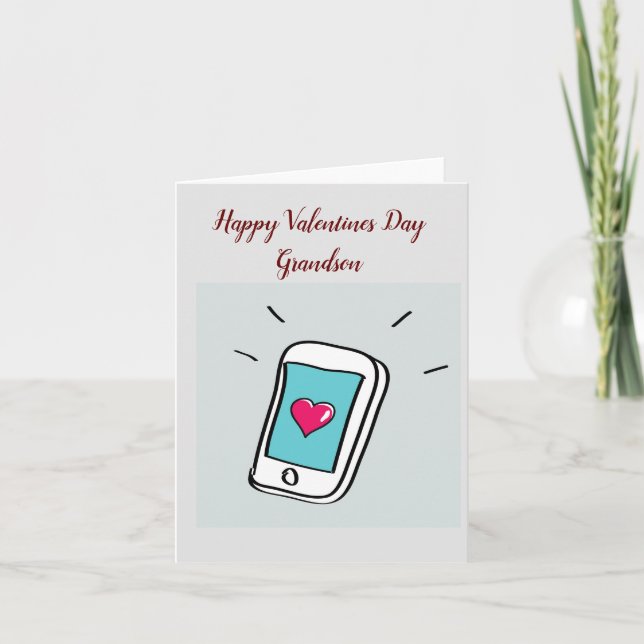 Valentine's Day Grandson Folded Greeting Card (Front)