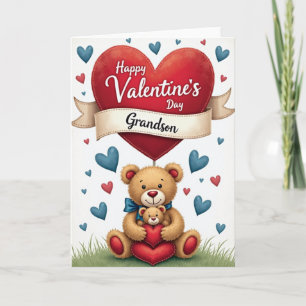 Valentines Day Grandson Heart Card