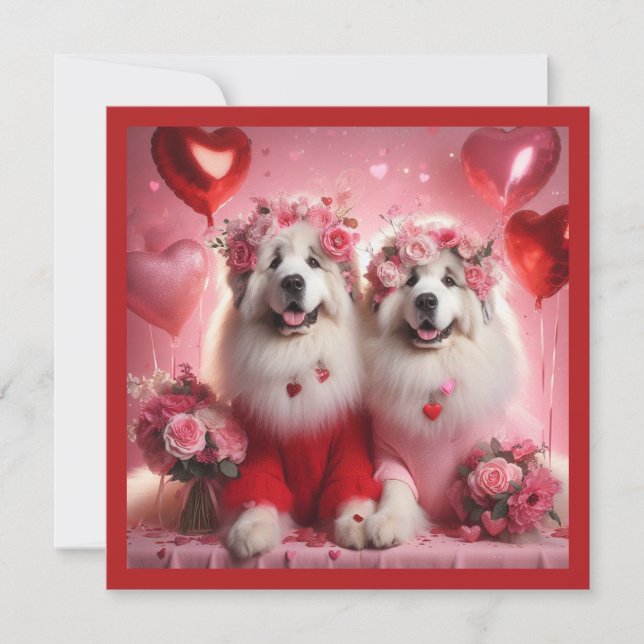 Valentine's Day Great Pyrenees Couple Holiday Card (Front)