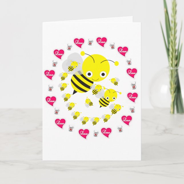 Valentine's Day Greeting Card Bumblebee Mice (Front)