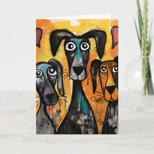 Valentine's Day Greeting Card Dog Red Hearts