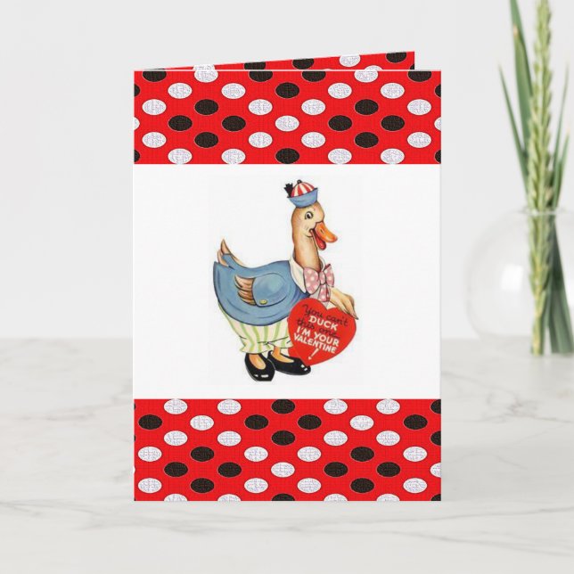 Valentine's Day Greeting Card Duck Vintage (Front)