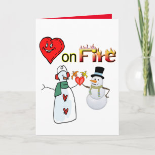 Valentine's Day Greeting Card Heart on FireSnowman