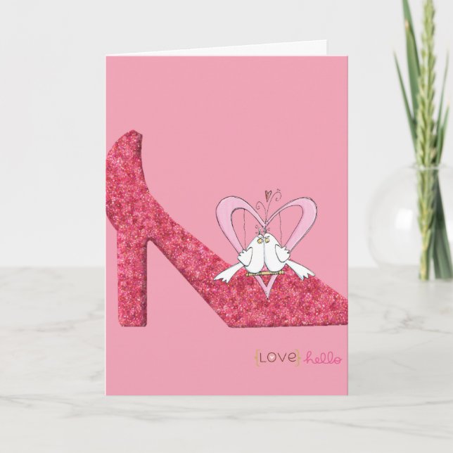 Valentine's Day Greeting Card Pink Shoe  (Front)